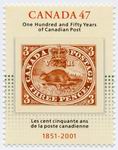 Biberbriefmarke Kanada 2001 3 Pence ungestempelt_TN